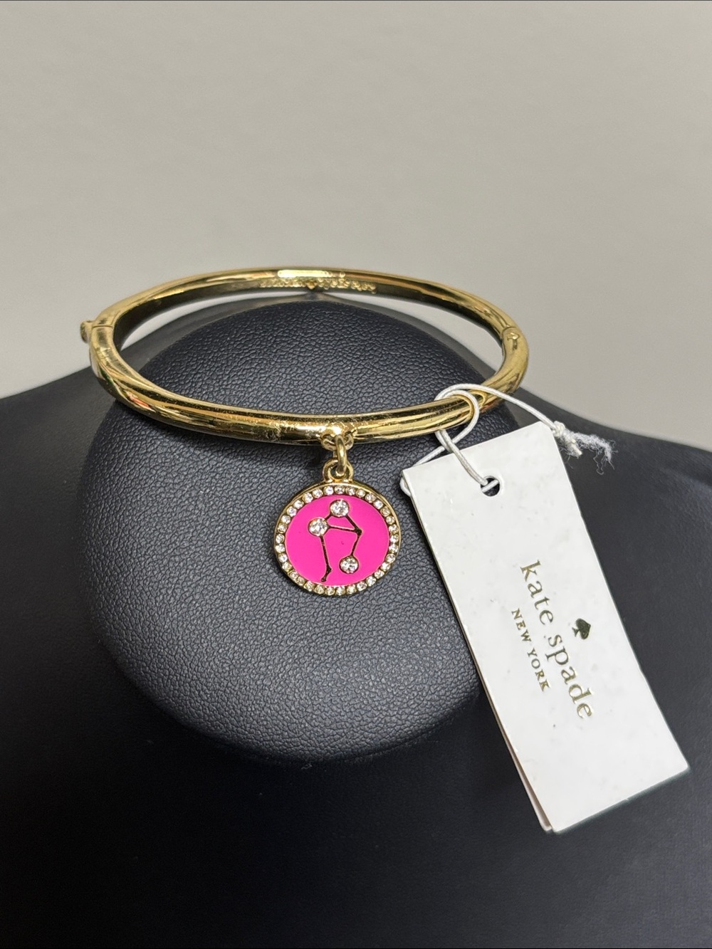 NWT Kate Spade Pink Libra Horoscope Sign Bangle Bracelet Hinged Birthday Gift